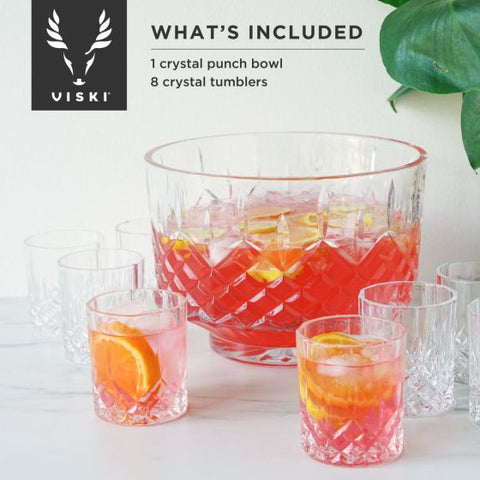 Admiral Punch Bowl with 8 Tumblers by Viski