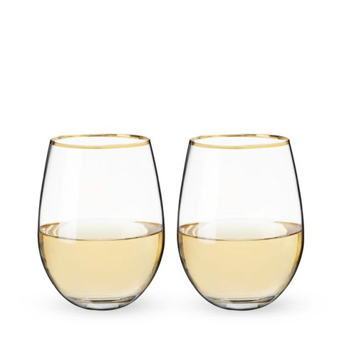 Gilded Stemless Wine Glass Set by Twine