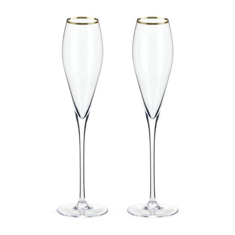 Gold-Rimmed Crystal Champagne Flutes by Viski®