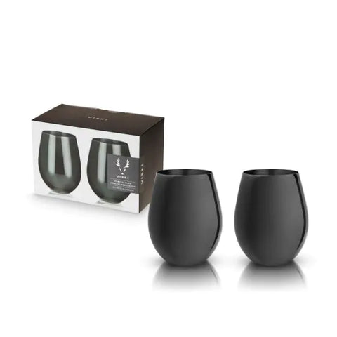 Gunmetal Stemless Wine Glasses by Viski®