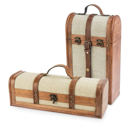 1-Bottle Vintage Striped Trunk Wine Box by Twine®