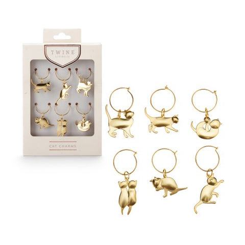 Gold Cat Wine Charms by Twine Living® (Set of 6)