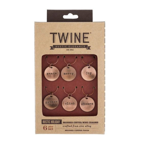 Brushed Copper Holiday Wine Charms by Twine®