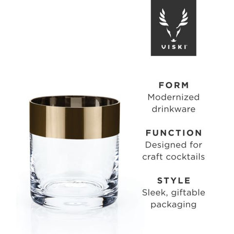 Bronze Rim Crystal Tumblers by Viski®