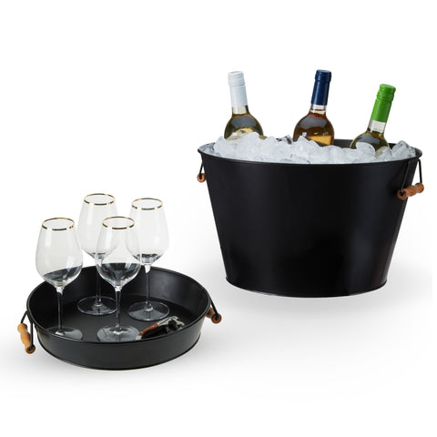 Black Beverage Tub with Stand & Tray by Twine Living®