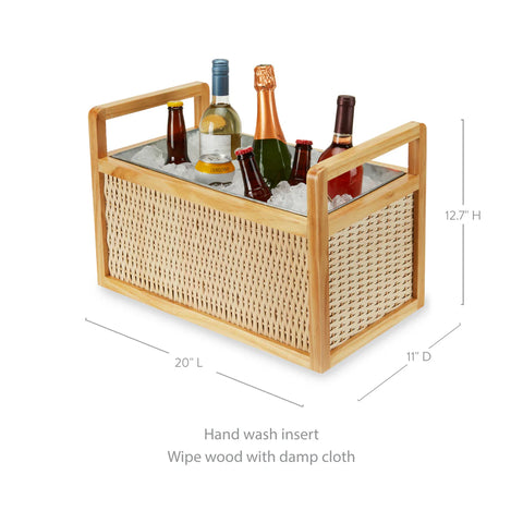 Rattan & Wood Beverage Tub by Twine®
