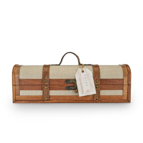 1-Bottle Vintage Striped Trunk Wine Box by Twine®