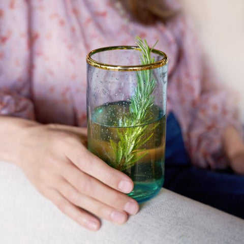 Aqua Bubble Glass Tumbler by Twine Living® (Set of 2)