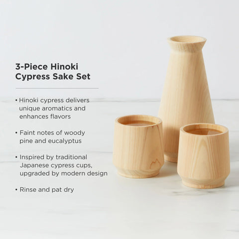 3 Piece Hinoki Cypress Sake Set by Viski®
