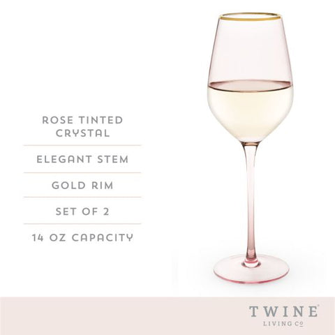 Rose Crystal White Wine Glass by Twine Living® (Set of 2)