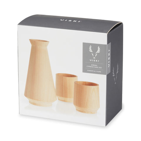 3 Piece Hinoki Cypress Sake Set by Viski®