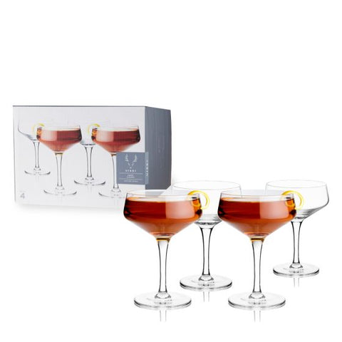 Angled Crystal Coupe Glasses (Set of 4) by Viski®