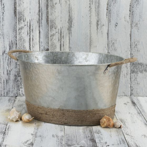 Jute Rope Wrapped Galvanized Tub by Twine®