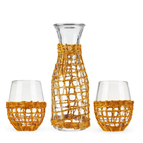 Island Carafe & Stemless Wine Glass Set by Twine Living®