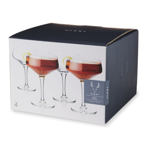 Angled Crystal Coupe Glasses (Set of 4) by Viski®