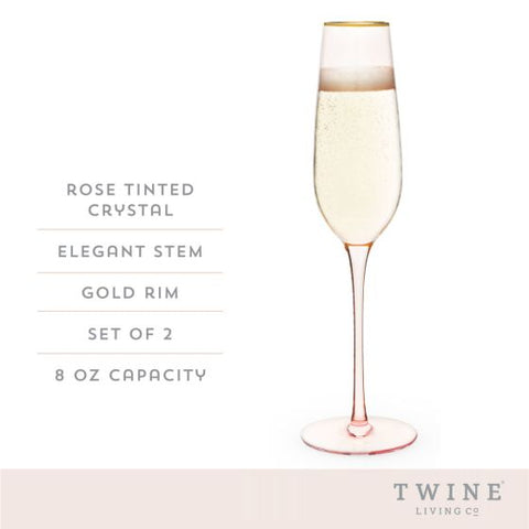 Rose Crystal Champagne Flute by Twine Living® (Set of 2)