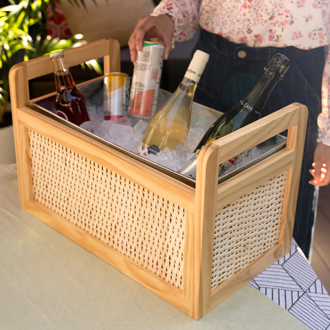 Rattan & Wood Beverage Tub by Twine®