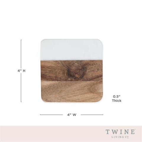 Marble & Acacia Coaster Set by Twine®